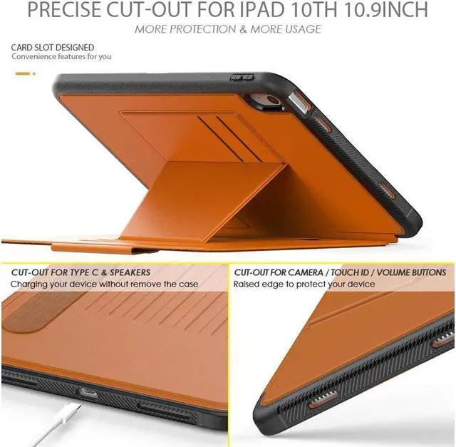 Alt view image 4 of 7 - BONAEVER Magnetic Stand Case for iPad (A16) 11th Generation 11 Inch 2025, iPad 10th Generation 10.9 inch 2022 - Multiple Angles Shockproof Protective Cover with Pencil Holder Card Slot Brown