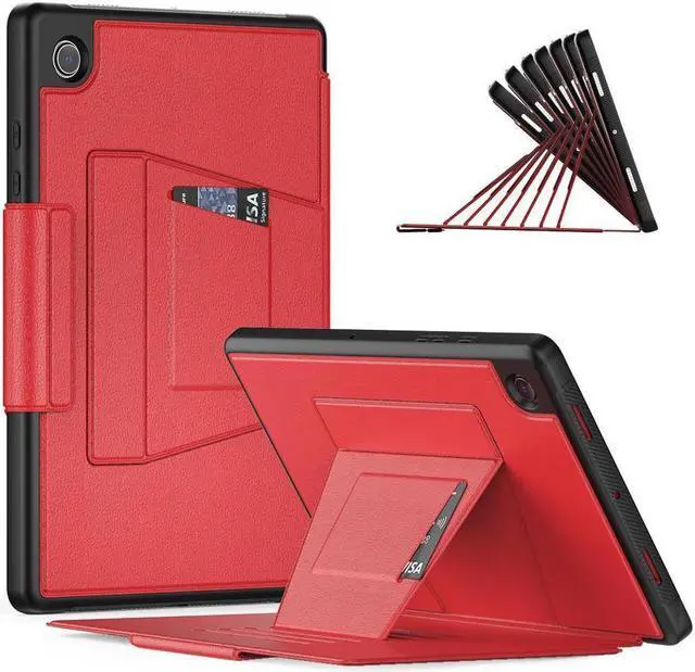 Main image of BONAEVER Magnetic Stand Case for Samsung Galaxy Tab A8 10.5 inch 2022 SM-X200/X205/X207 - Multiple Angles Shockproof Soft TPU Protective Cover with Card Slot Auto Sleep/Wake Red