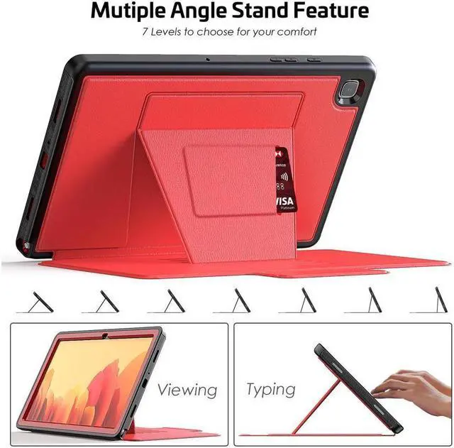Alt view image 5 of 7 - BONAEVER Magnetic Stand Case for Samsung Galaxy Tab A7 10.4 Inch 2022 2020 Model SM-T500/T503/T505/T507 [Multiple Secure Angles] Shockproof Soft TPU Back Cover with Card Slot Auto Wake/Sleep Red