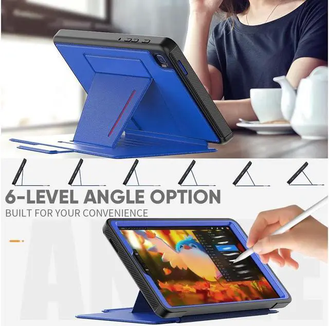 Alt view image 2 of 7 - BONAEVER Magnetic Case for Samsung Galaxy Tab A7 Lite 8.7 inch 2021 Model SM-T220/T225/T227 Multi-Angle Viewing Smart Protective Stand Cover with Card Slot Auto Wake/Sleep Blue