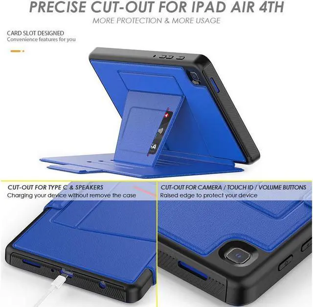 Alt view image 4 of 7 - BONAEVER Magnetic Case for Samsung Galaxy Tab A7 Lite 8.7 inch 2021 Model SM-T220/T225/T227 Multi-Angle Viewing Smart Protective Stand Cover with Card Slot Auto Wake/Sleep Blue