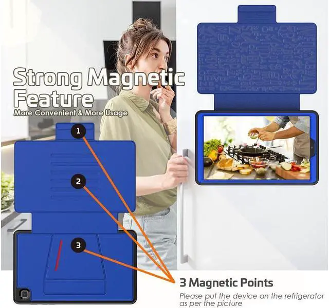 Alt view image 7 of 7 - BONAEVER Magnetic Case for Samsung Galaxy Tab A7 Lite 8.7 inch 2021 Model SM-T220/T225/T227 Multi-Angle Viewing Smart Protective Stand Cover with Card Slot Auto Wake/Sleep Blue