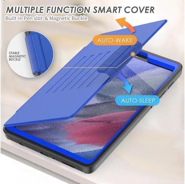 Alt view image 3 of 7 - BONAEVER Magnetic Case for Samsung Galaxy Tab A7 Lite 8.7 inch 2021 Model SM-T220/T225/T227 Multi-Angle Viewing Smart Protective Stand Cover with Card Slot Auto Wake/Sleep Blue