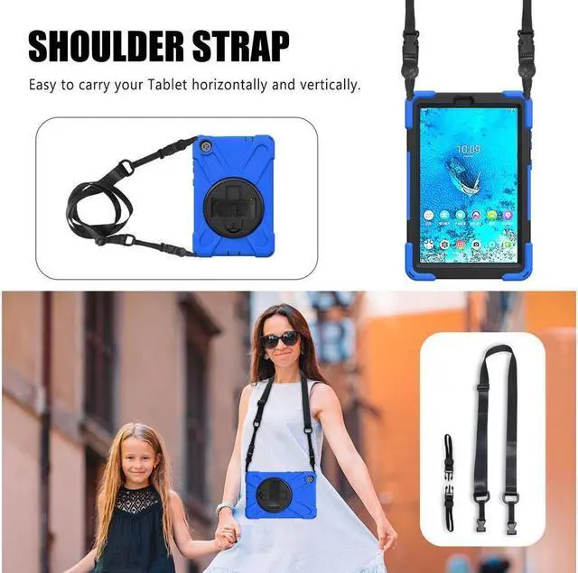 Alt view image 4 of 7 - BONAEVER Case For Lenovo Tab M8 Gen 3 2022/ Smart Tab M8 Gen 3 2022/Tab M8 HD LTE 2021/ Tab M8 HD/Smart Tab M8/Tab M8 FHD 2019 Rugged Shockproof Rotating Stand and Protective Cover Blue