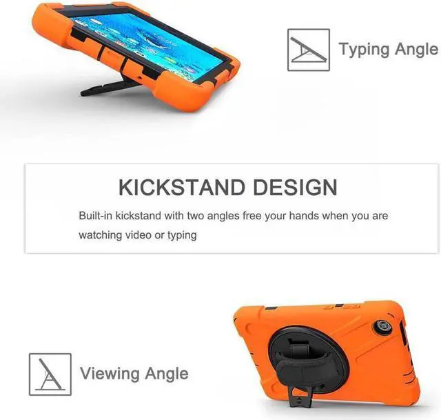 Alt view image 4 of 7 - BONAEVER Case For Lenovo Tab M8 Gen 3 2022/ Smart Tab M8 Gen 3 2022/Tab M8 HD LTE 2021/ Tab M8 HD/Smart Tab M8/Tab M8 FHD 2019 Rugged Shockproof Rotating Stand and Protective Cover Orange