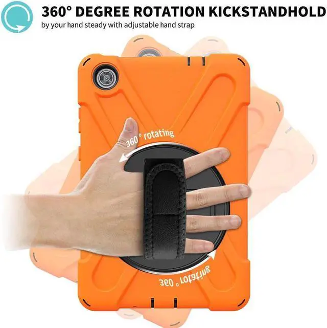 Alt view image 3 of 7 - BONAEVER Case For Lenovo Tab M8 Gen 3 2022/ Smart Tab M8 Gen 3 2022/Tab M8 HD LTE 2021/ Tab M8 HD/Smart Tab M8/Tab M8 FHD 2019 Rugged Shockproof Rotating Stand and Protective Cover Orange