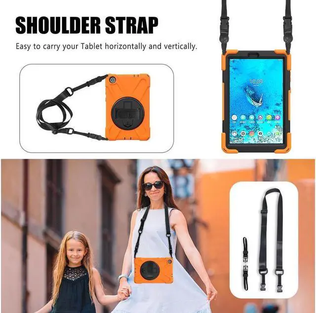 Alt view image 7 of 7 - BONAEVER Case For Lenovo Tab M8 Gen 3 2022/ Smart Tab M8 Gen 3 2022/Tab M8 HD LTE 2021/ Tab M8 HD/Smart Tab M8/Tab M8 FHD 2019 Rugged Shockproof Rotating Stand and Protective Cover Orange