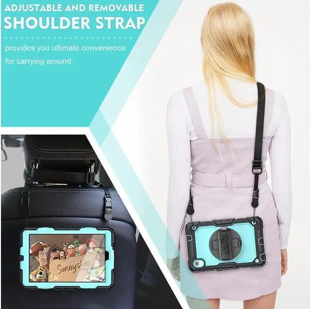 Alt view image 3 of 7 - BONAEVER Case for Lenovo Tab M8 Gen 3 2022/ Smart Tab M8 Gen 3 2022/Tab M8 HD LTE 2021/ Tab M8 HD/Smart Tab M8/Tab M8 FHD 2019 with Pen Holder Screen Protector Stand Shoulder Strap Light Blue