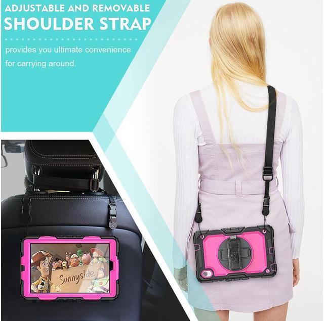 Alt view image 2 of 7 - BONAEVER Case for Lenovo Tab M8 Gen 3 2022/ Smart Tab M8 Gen 3 2022/Tab M8 HD LTE 2021/ Tab M8 HD/Smart Tab M8/Tab M8 FHD 2019 with Pen Holder Screen Protector Stand Shoulder Strap Rose Red