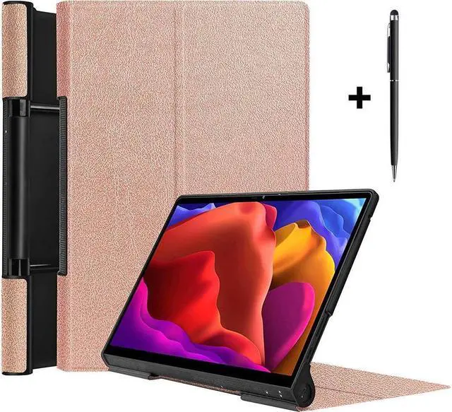 Main image of BONAEVER Case for Lenovo Yoga Pad Pro 13 Inch Model YT-K606 / YT-K606F 2021 Ultra Thin PU Leather Hard Shell Cover with Universal Stylus Pen Rose Gold