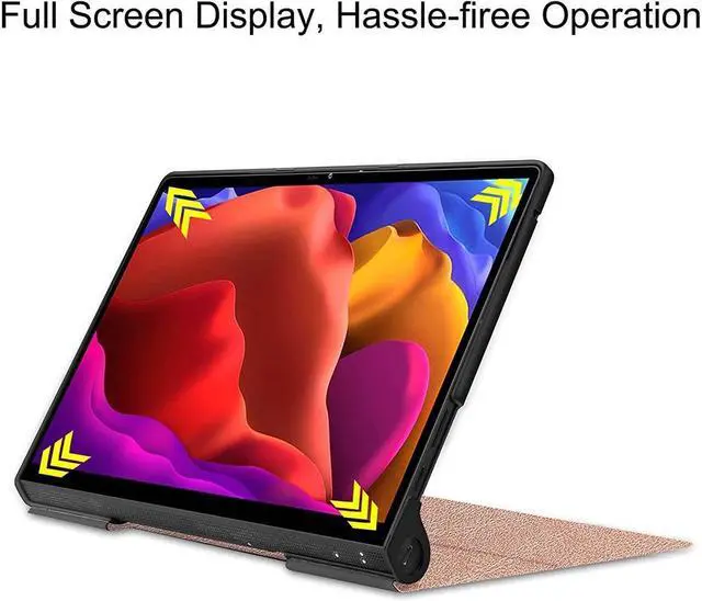 Alt view image 4 of 5 - BONAEVER Case for Lenovo Yoga Pad Pro 13 Inch Model YT-K606 / YT-K606F 2021 Ultra Thin PU Leather Hard Shell Cover with Universal Stylus Pen Rose Gold