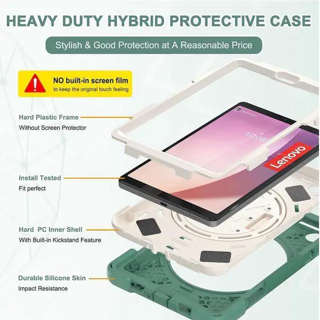 Alt view image 7 of 7 - BONAEVER For Lenovo Tab M8 4th Gen 2023 TB-300FU TB-300XU Shockproof Protective Cover with H & Shoulder Strap Stand and Pencil Holder Stylus Pen