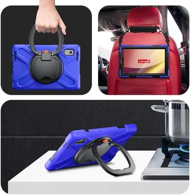 Alt view image 7 of 7 - BONAEVER Protective Case for Lenovo Tab M9 2023 9 inch Model TB310XU / TB310FU with Pencil Holder Stand and Strap Shoulder Strap Rugged Shockproof Cover Blue