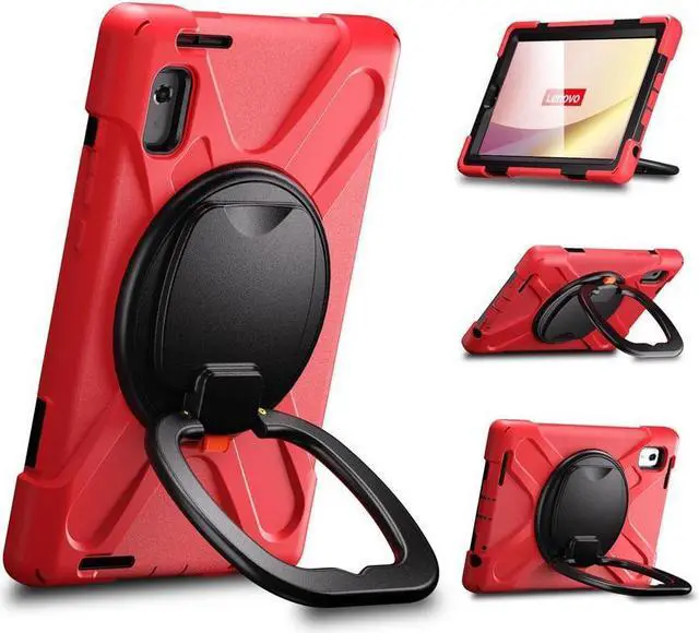 Alt view image 4 of 7 - BONAEVER Protective Case for Lenovo Tab M9 2023 9 inch Model TB310XU / TB310FU with Pencil Holder Stand and Strap Shoulder Strap Rugged Shockproof Cover Red