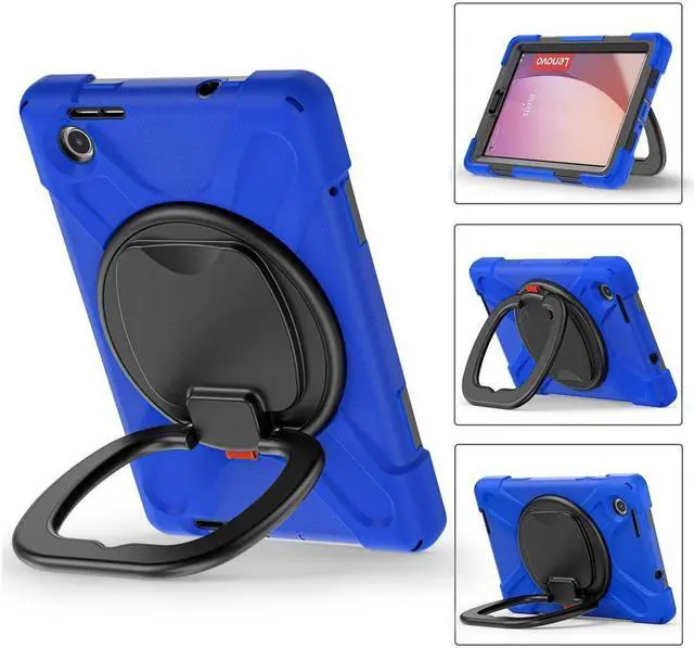 Alt view image 2 of 7 - BONAEVER Case For Lenovo Tab M8 4th Gen 2024 2023 Model TB-301XU TB-300FU TB-300XU Shockproof Protective Cover with Stand and & Shoulder Strap Pencil Holder Stylus Blue