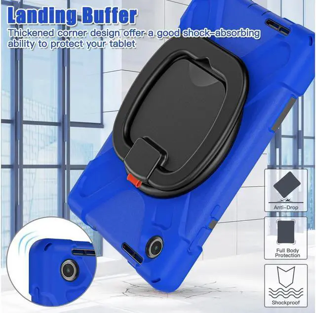 Alt view image 4 of 7 - BONAEVER Case For Lenovo Tab M8 4th Gen 2024 2023 Model TB-301XU TB-300FU TB-300XU Shockproof Protective Cover with Stand and & Shoulder Strap Pencil Holder Stylus Blue