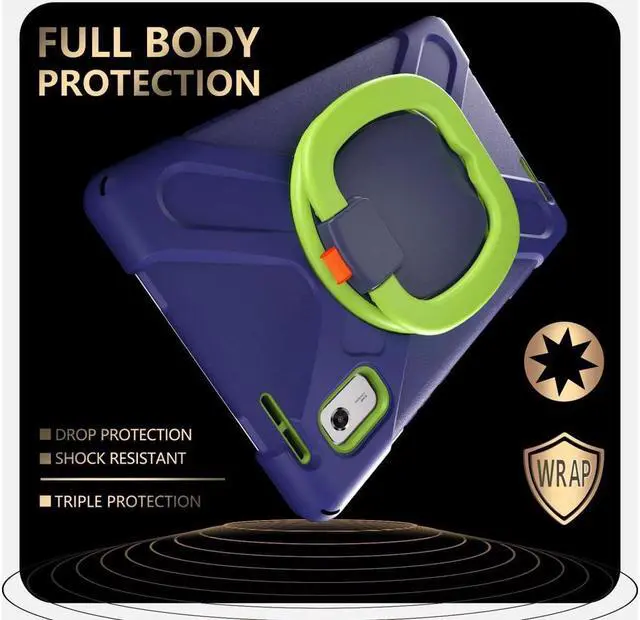 Alt view image 2 of 7 - BONAEVER Protective Case for Lenovo Tab M9 2023 9 inch Model TB310XU / TB310FU with Pencil Holder Stand and Strap Shoulder Strap Rugged Shockproof Cover Blue/Green