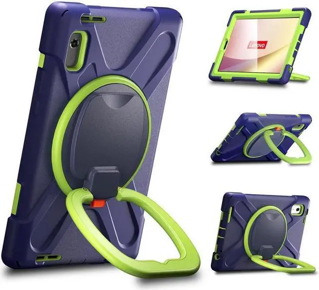 Alt view image 4 of 7 - BONAEVER Protective Case for Lenovo Tab M9 2023 9 inch Model TB310XU / TB310FU with Pencil Holder Stand and Strap Shoulder Strap Rugged Shockproof Cover Blue/Green