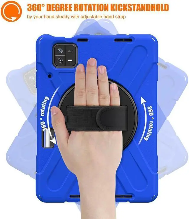 Alt view image 2 of 7 - BONAEVER Protective Case for Xiaomi Mi Pad 6 / 6 Pro 11.2 Inch 2023 with Stylus Holder & Stand and Portable Hybrid ShockProof Cover with 360° Rotatable Handle Shoulder Strap Stylus Pen Blue