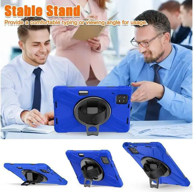 Alt view image 4 of 7 - BONAEVER Protective Case for Xiaomi Mi Pad 6 / 6 Pro 11.2 Inch 2023 with Stylus Holder & Stand and Portable Hybrid ShockProof Cover with 360° Rotatable Handle Shoulder Strap Stylus Pen Blue