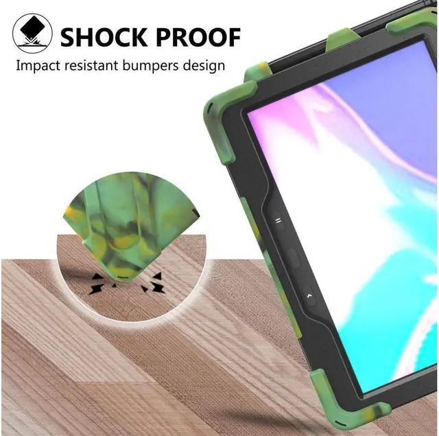 Alt view image 3 of 7 - BONAEVER For Galaxy Tab Active5 Pro 2025/Active4 Pro 2022/Tab Active Pro 2019 10.1 Inch Case Model SM-T630/T638/T540/T547 with S Pen Holder Rotating Stand and /Shoulder Strap Shockproof Cover Camo