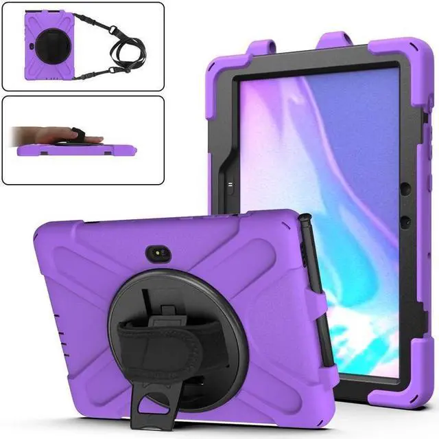Main image of BONAEVER For Galaxy Tab Active5 Pro 2025/Active4 Pro 2022/Tab Active Pro 2019 10.1 Inch Case Model SM-T630/T638/T540/T547 with S Pen Holder Rotating Stand and /Shoulder Strap Shockproof Cover Purple