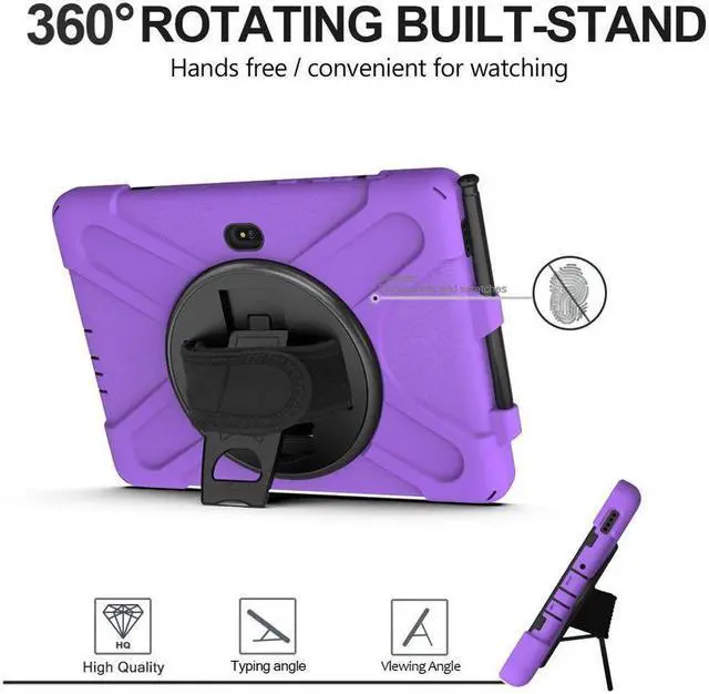 Alt view image 2 of 7 - BONAEVER For Galaxy Tab Active5 Pro 2025/Active4 Pro 2022/Tab Active Pro 2019 10.1 Inch Case Model SM-T630/T638/T540/T547 with S Pen Holder Rotating Stand and /Shoulder Strap Shockproof Cover Purple