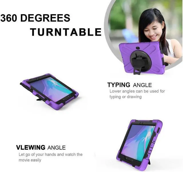 Alt view image 5 of 7 - BONAEVER For Galaxy Tab Active5 Pro 2025/Active4 Pro 2022/Tab Active Pro 2019 10.1 Inch Case Model SM-T630/T638/T540/T547 with S Pen Holder Rotating Stand and /Shoulder Strap Shockproof Cover Purple
