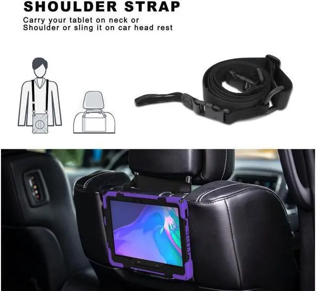 Alt view image 6 of 7 - BONAEVER For Galaxy Tab Active5 Pro 2025/Active4 Pro 2022/Tab Active Pro 2019 10.1 Inch Case Model SM-T630/T638/T540/T547 with S Pen Holder Rotating Stand and /Shoulder Strap Shockproof Cover Purple