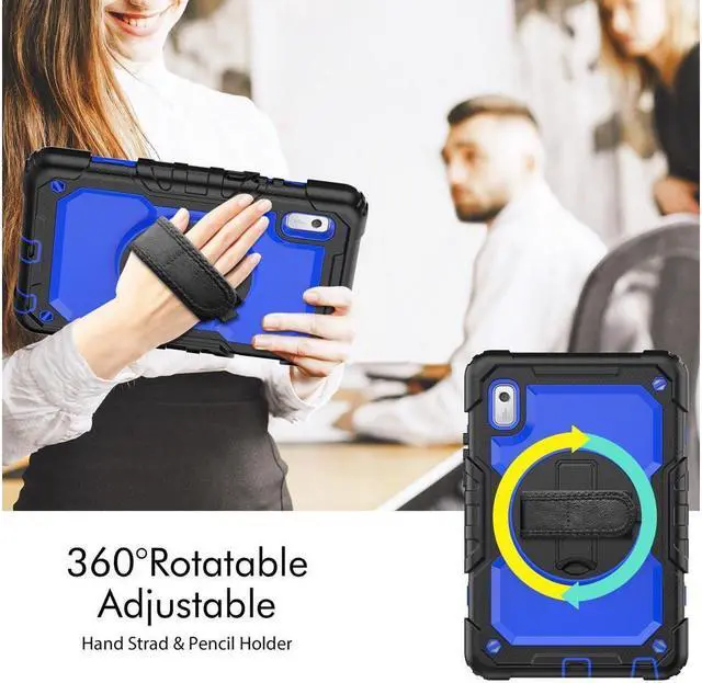 Alt view image 2 of 7 - BONAEVER Case For Lenovo Tab M9 2023 9 inch Model TB310XU / TB310FU Shockproof Rugged Protective Cover with Screen Protector Pencil Holder 360° Rotatable Stand and /Shoulder Strap Blue
