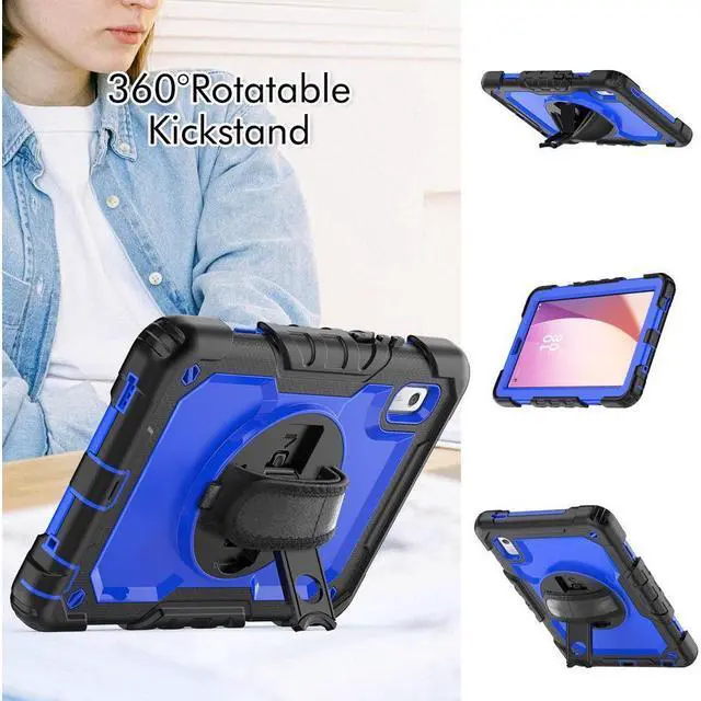 Alt view image 3 of 7 - BONAEVER Case For Lenovo Tab M9 2023 9 inch Model TB310XU / TB310FU Shockproof Rugged Protective Cover with Screen Protector Pencil Holder 360° Rotatable Stand and /Shoulder Strap Blue