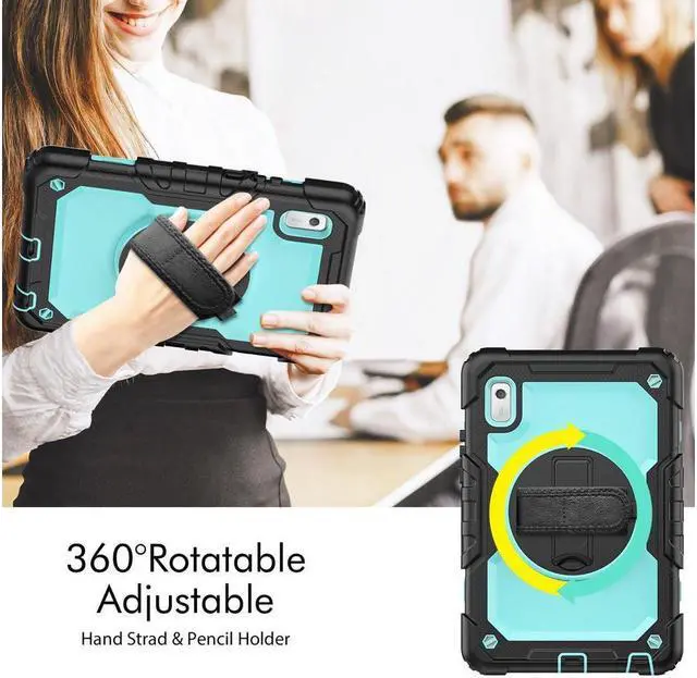 Alt view image 2 of 7 - BONAEVER Case For Lenovo Tab M9 2023 9 inch Model TB310XU / TB310FU Shockproof Rugged Protective Cover with Screen Protector Pencil Holder 360° Rotatable Stand and /Shoulder Strap Light Blue