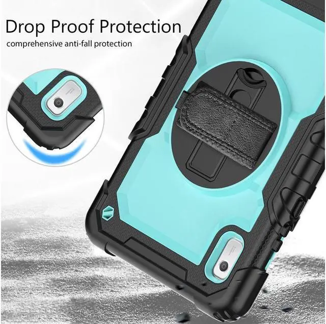 Alt view image 4 of 7 - BONAEVER Case For Lenovo Tab M9 2023 9 inch Model TB310XU / TB310FU Shockproof Rugged Protective Cover with Screen Protector Pencil Holder 360° Rotatable Stand and /Shoulder Strap Light Blue