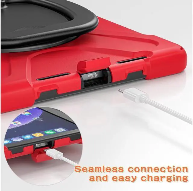 Alt view image 4 of 7 - BONAEVER Case for Xiaomi Mi Pad 6 / 6 Pro 11.2 Inch 2023 Protective Shockproof Cover with S Pen Holder / Hand Strap / Stand and Shoulder Strap Red