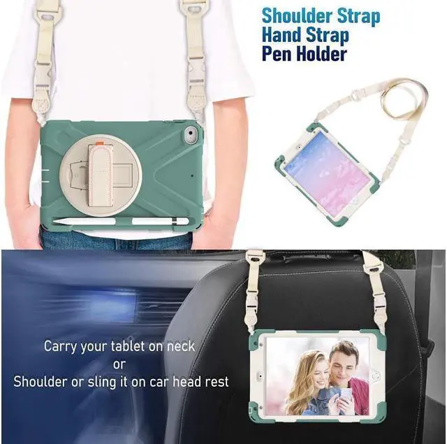 Alt view image 5 of 5 - iPad Mini 5 Case 2019 iPad Mini 4 Case with Pencil Holder Shockproof 360 Degree Rotation Cover with Kickstand Hand Strap Shoulder Strip Protective Case for iPad Mini 5th iPad Mini 4th Generation