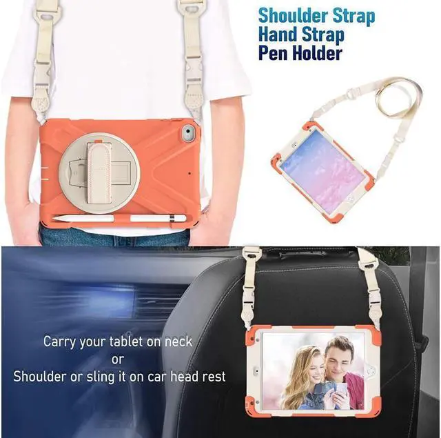 Alt view image 5 of 5 - iPad Mini 5 Case 2019 iPad Mini 4 Case with Pencil Holder Shockproof 360 Degree Rotation Cover with Kickstand Hand Strap Shoulder Strip Protective Case for iPad Mini 5th iPad Mini 4th Generation