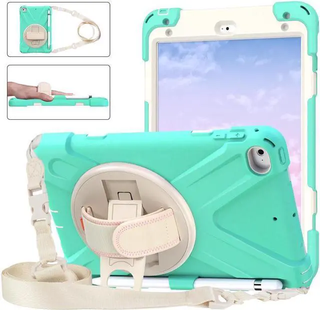 Main image of iPad Mini 5 Case 2019 iPad Mini 4 Case with Pencil Holder Shockproof 360 Degree Rotation Cover with Kickstand Hand Strap Shoulder Strip Protective Case for iPad Mini 5th iPad Mini 4th Generation