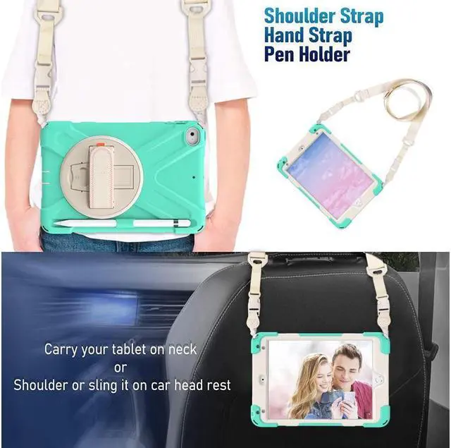 Alt view image 5 of 5 - iPad Mini 5 Case 2019 iPad Mini 4 Case with Pencil Holder Shockproof 360 Degree Rotation Cover with Kickstand Hand Strap Shoulder Strip Protective Case for iPad Mini 5th iPad Mini 4th Generation