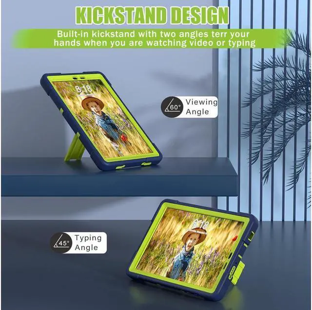 Alt view image 3 of 7 - BONAEVER Protective Case For TCL Tab 8 LE Model 9137W) / TCL Tab 8 WiFi Model 9132X Shockproof Cover with Stand and + Universal Stylus Pen Green