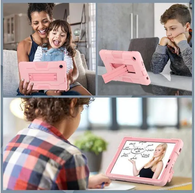 Alt view image 7 of 7 - BONAEVER Protective Case For TCL Tab 8 LE Model 9137W) / TCL Tab 8 WiFi Model 9132X Shockproof Cover with Stand and + Universal Stylus Pen Rose Gold