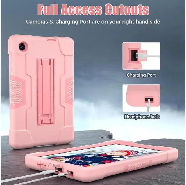 Alt view image 4 of 7 - BONAEVER Protective Case For TCL Tab 8 LE Model 9137W) / TCL Tab 8 WiFi Model 9132X Shockproof Cover with Stand and + Universal Stylus Pen Rose Gold