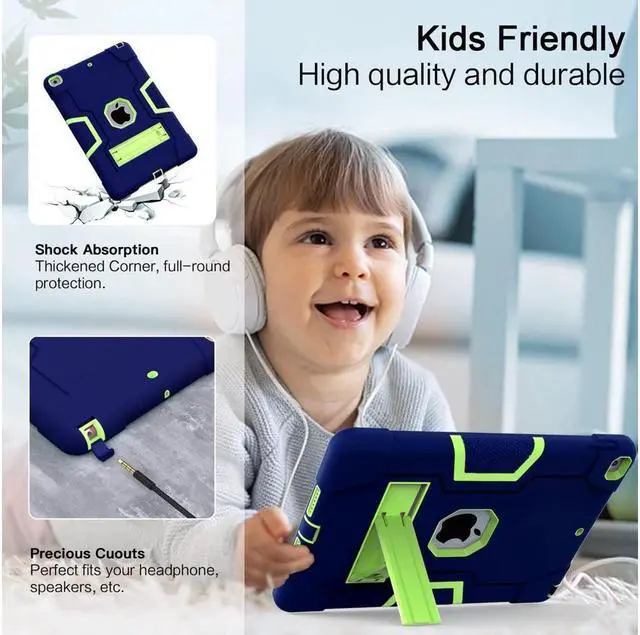 Alt view image 4 of 7 - BONAEVER Case for ipad 9th Generation/iPad 8th Generation/iPad 7th Generation Slim Shockproof Rugged Protective Case with Built-in Stand for iPad 10.2 inch 2021/2020/2019 Navy Blue