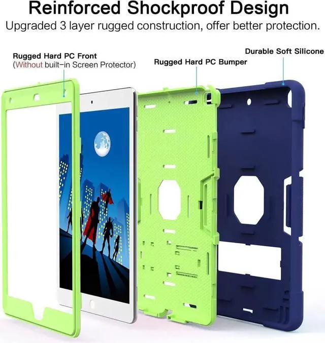 Alt view image 3 of 7 - BONAEVER Case for ipad 9th Generation/iPad 8th Generation/iPad 7th Generation Slim Shockproof Rugged Protective Case with Built-in Stand for iPad 10.2 inch 2021/2020/2019 Navy Blue