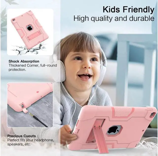 Alt view image 4 of 7 - BONAEVER Case for ipad 9th Generation/iPad 8th Generation/iPad 7th Generation Slim Shockproof Rugged Protective Case with Built-in Stand for iPad 10.2 inch 2021/2020/2019 Pink