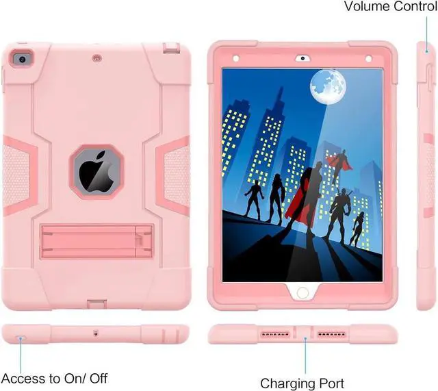 Alt view image 6 of 7 - BONAEVER Case for ipad 9th Generation/iPad 8th Generation/iPad 7th Generation Slim Shockproof Rugged Protective Case with Built-in Stand for iPad 10.2 inch 2021/2020/2019 Pink