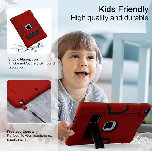 Alt view image 4 of 7 - BONAEVER Case for ipad 9th Generation/iPad 8th Generation/iPad 7th Generation Slim Shockproof Rugged Protective Case with Built-in Stand for iPad 10.2 inch 2021/2020/2019 Red