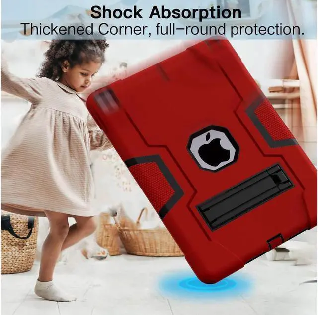 Alt view image 7 of 7 - BONAEVER Case for ipad 9th Generation/iPad 8th Generation/iPad 7th Generation Slim Shockproof Rugged Protective Case with Built-in Stand for iPad 10.2 inch 2021/2020/2019 Red