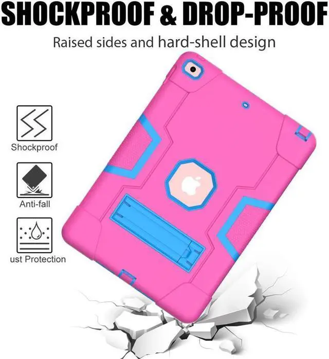 Alt view image 7 of 7 - BONAEVER Case for ipad 9th Generation/iPad 8th Generation/iPad 7th Generation Slim Shockproof Rugged Protective Case with Built-in Stand for iPad 10.2 inch 2021/2020/2019 Rose Red