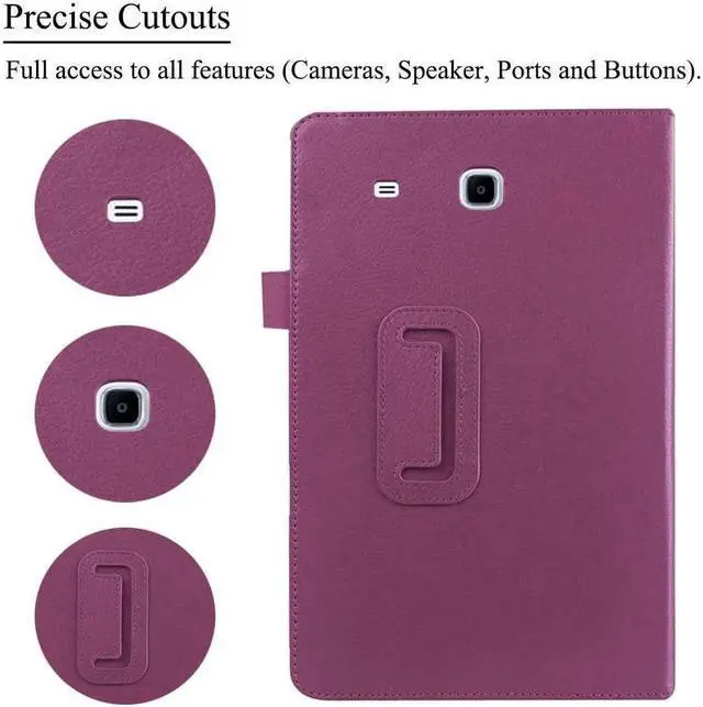 Alt view image 4 of 7 - BONAEVER For Galaxy Tab E 9.6 Case with Universal Stylus Pen - Slim Leather Folio Stand Case Cover for Samsung Galaxy Tab E 9.6 Inch Model SM-T560 SM-T561 SM-T565 SM-T567V Purple