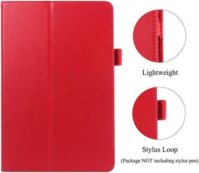 Alt view image 5 of 7 - BONAEVER For Galaxy Tab E 9.6 Case with Universal Stylus Pen - Slim Leather Folio Stand Case Cover for Samsung Galaxy Tab E 9.6 Inch Model SM-T560 SM-T561 SM-T565 SM-T567V Red